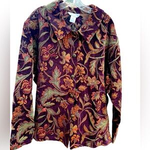 Susan Graver Floral Tapestry Jacket - Women’s 3X Plus Size